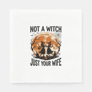 Funny Wife Halloween Vintage Witch Moon Design_1 Napkins