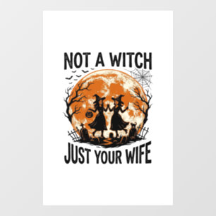 Funny Wife Halloween Vintage Witch Moon Design_1 Window Cling