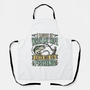 Funny Wife Lets Me Go Fishing Vintage Shirt Design Apron