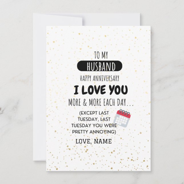 Funny Wife to Husband Humor Message on Anniversary (Front)