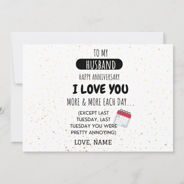 Funny Wife to Husband Humor Message on Anniversary (Front)