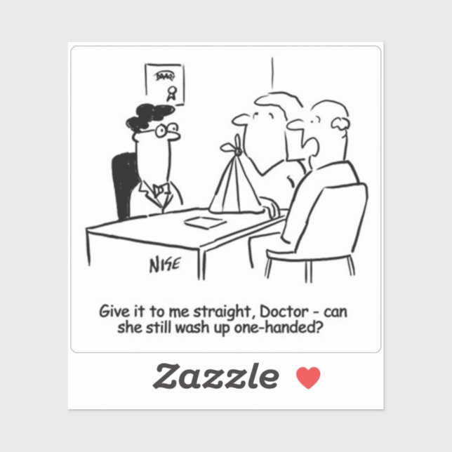 Funny Wife with Broken Arm Cartoon. Sticker (Sheet)