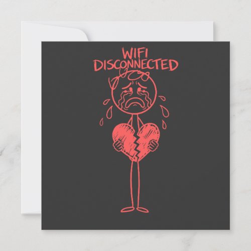 Funny Wifi Disconnected Broken Heart Gamer Meme Invitation