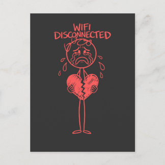 Funny Wifi Disconnected Broken Heart Gamer Meme Postcard