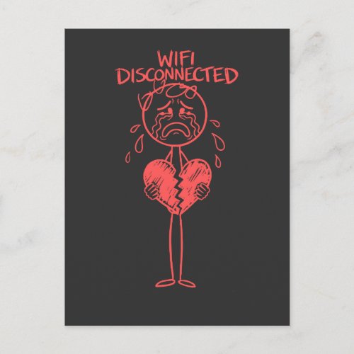 Funny Wifi Disconnected Broken Heart Gamer Meme Postcard