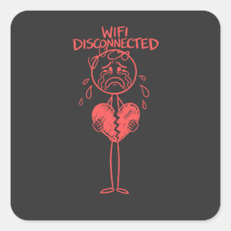 Funny Wifi Disconnected Broken Heart Gamer Meme Square Sticker