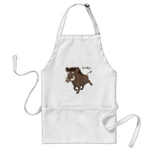 Funny wild boar razorback cartoon illustration adult apron