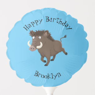 Funny wild boar razorback cartoon illustration balloon
