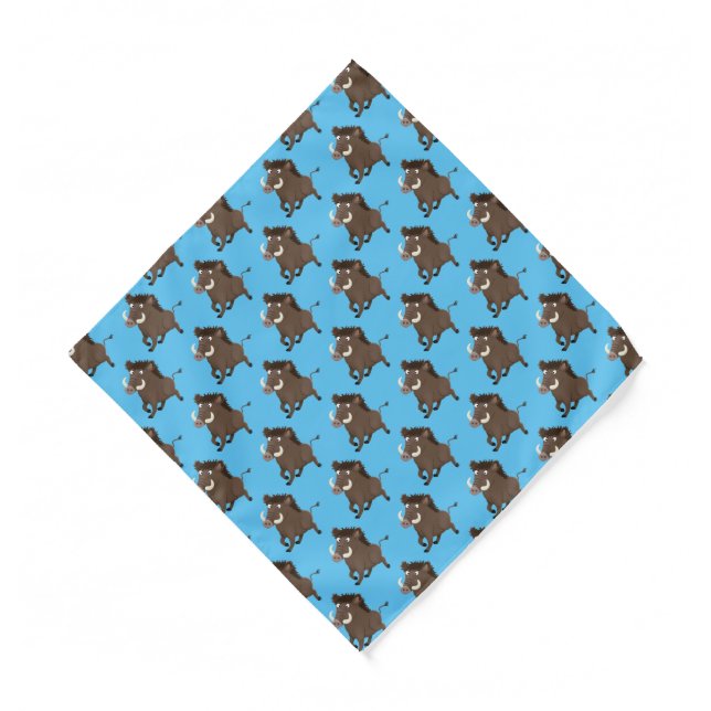 Funny wild boar razorback cartoon illustration bandana (Front)