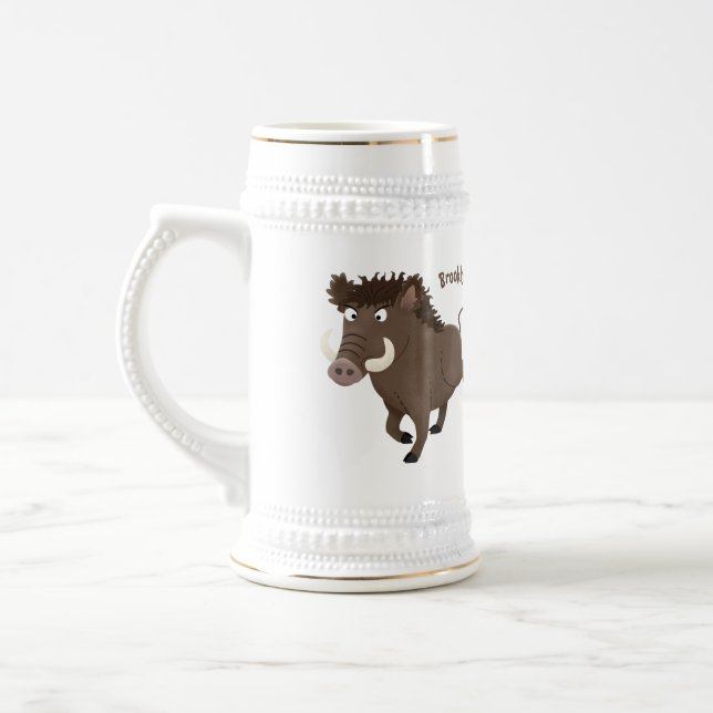 Funny wild boar razorback cartoon illustration  beer stein (Left)