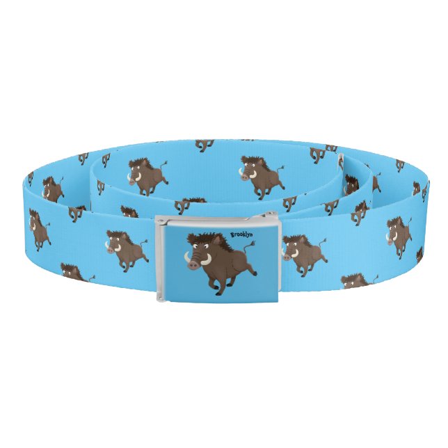 Funny wild boar razorback cartoon illustration belt (Coil)