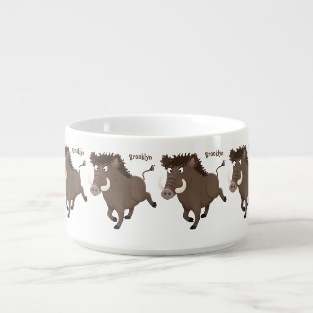 Funny wild boar razorback cartoon illustration bowl (Center)