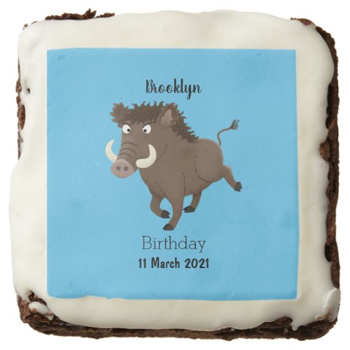 Funny wild boar razorback cartoon illustration brownie