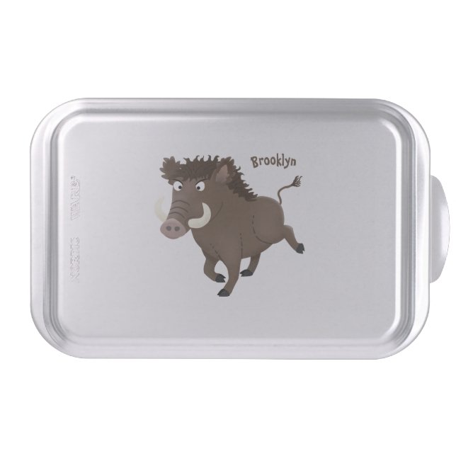 Funny wild boar razorback cartoon illustration cake pan (Front)
