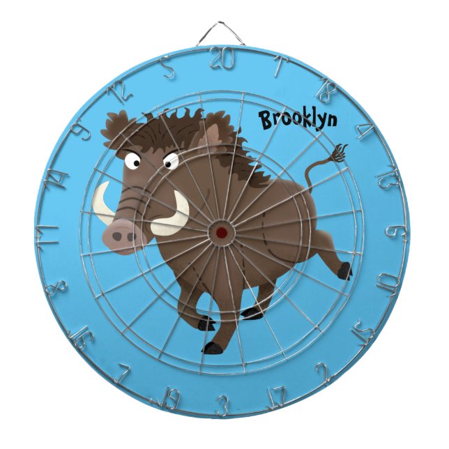 Funny wild boar razorback cartoon illustration dart board (Front)