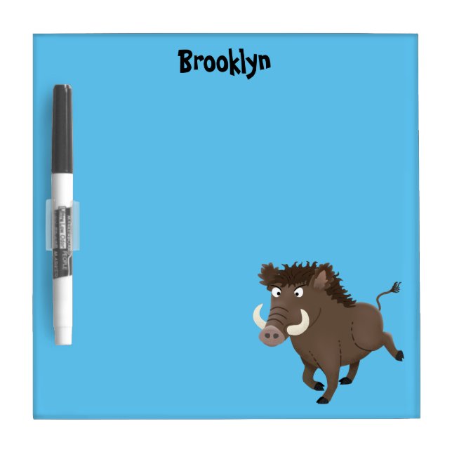 Funny wild boar razorback cartoon illustration dry erase board (Front)