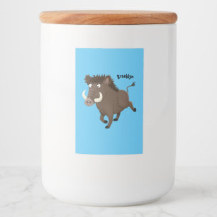 Funny wild boar razorback cartoon illustration food label