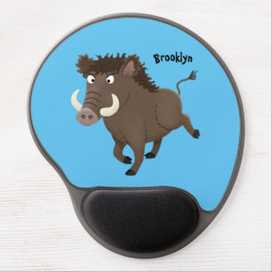 Funny wild boar razorback cartoon illustration gel mouse pad
