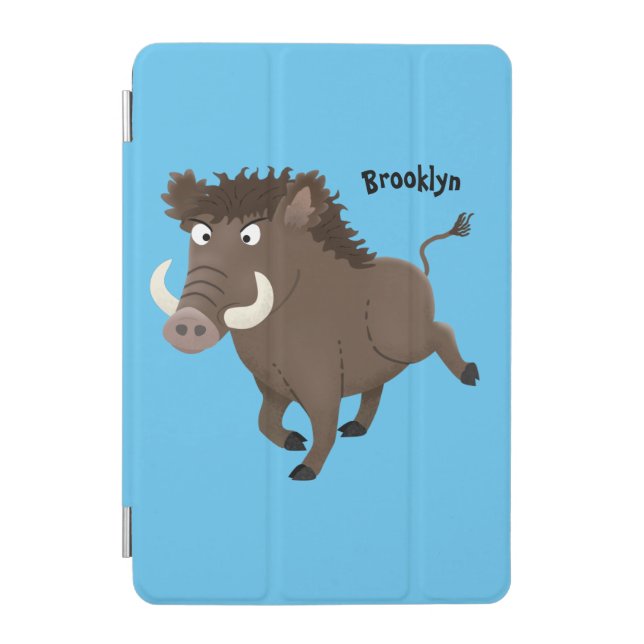 Funny wild boar razorback cartoon illustration iPad mini cover (Front)