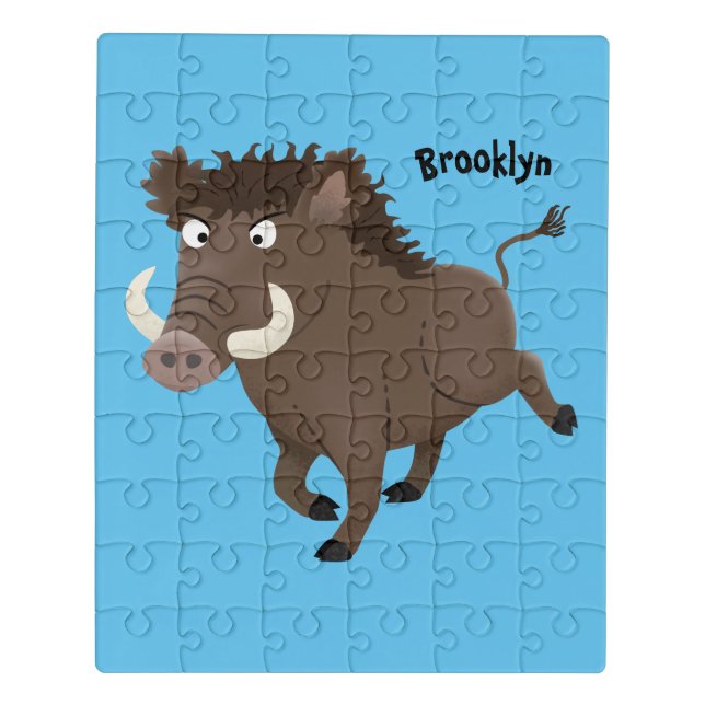 Funny wild boar razorback cartoon illustration jigsaw puzzle (Puzzle Vertical)