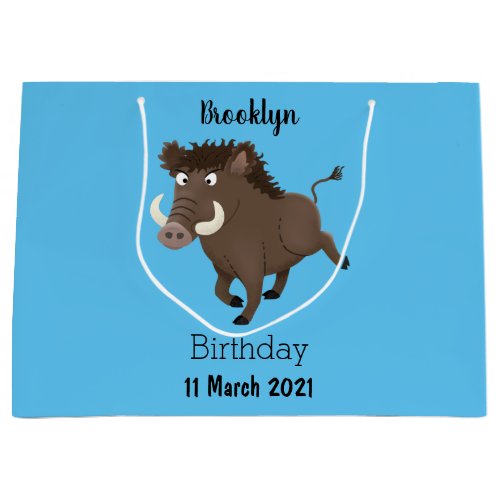 Funny wild boar razorback cartoon illustration large gift bag