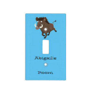 Funny wild boar razorback cartoon illustration light switch cover