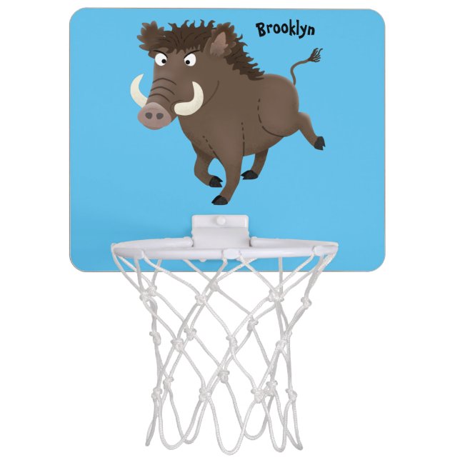 Funny wild boar razorback cartoon illustration mini basketball hoop (Front)