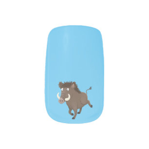 Funny wild boar razorback cartoon illustration minx nail art