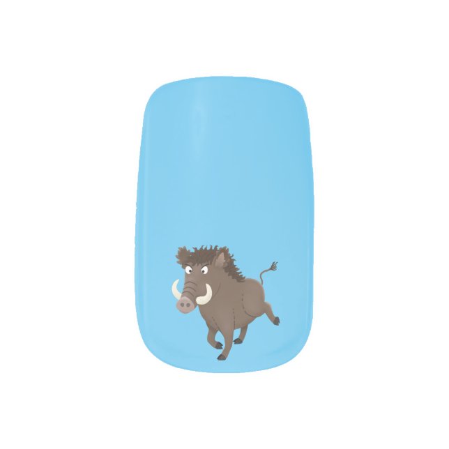 Funny wild boar razorback cartoon illustration  minx nail art (Left Thumb)