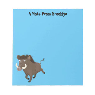 Funny wild boar razorback cartoon illustration notepad