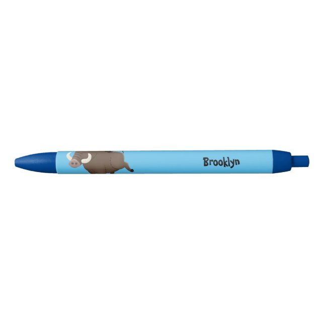 Funny wild boar razorback cartoon illustration pen (Front)