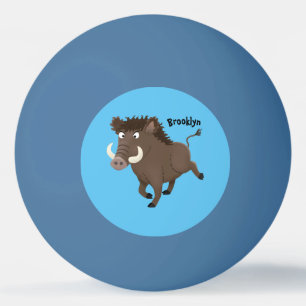 Funny wild boar razorback cartoon illustration ping pong ball