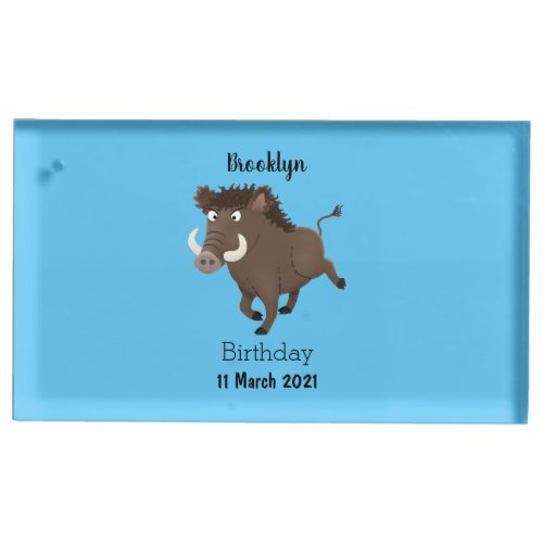 Funny wild boar razorback cartoon illustration place card holder