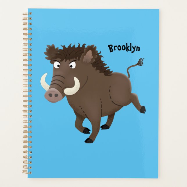 Funny wild boar razorback cartoon illustration planner (Front)