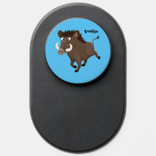 Funny wild boar razorback cartoon illustration PopSocket