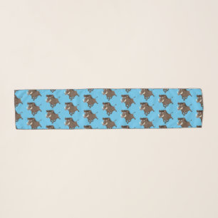 Funny wild boar razorback cartoon illustration scarf
