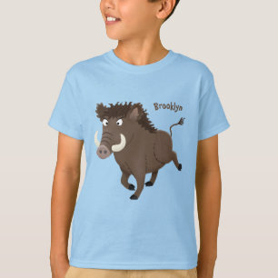 Funny wild boar razorback cartoon illustration T-Shirt