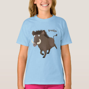 Funny wild boar razorback cartoon illustration T-Shirt