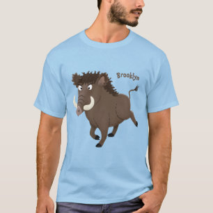 Funny wild boar razorback cartoon illustration T-Shirt