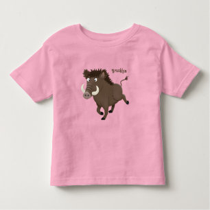 Funny wild boar razorback cartoon illustration toddler t-shirt