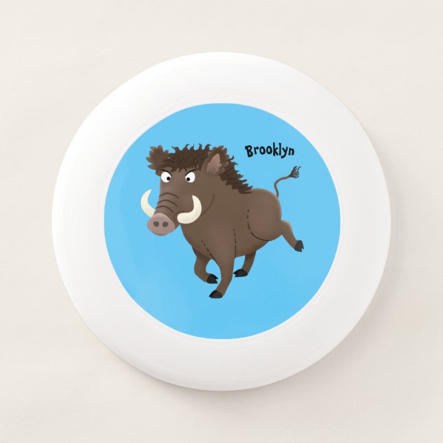 Funny wild boar razorback cartoon illustration Wham-O frisbee (Front)