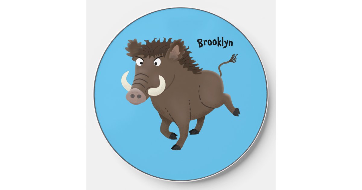 Funny Razorback Funny wild boar razorback cartoon illustration wireless charger | Zazzle