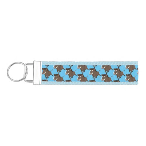 Funny wild boar razorback cartoon illustration wrist keychain