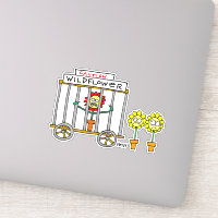 Funny Wild Flower in Cage Wildflower Cartoon Stick Sticker