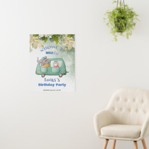 Funny Wild One Safari elephant Car Birthday party Foam Board