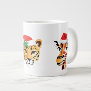 Funny wild Safari animals Santa Christmas Costume Giant Coffee Mug