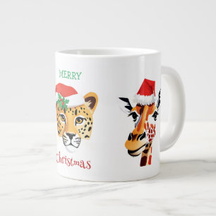 Funny wild Safari animals Santa Christmas Costume Giant Coffee Mug
