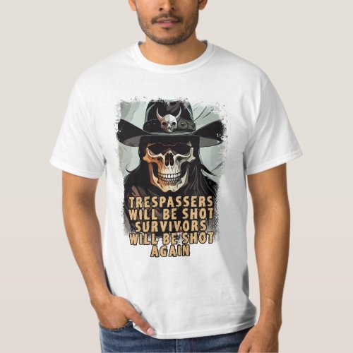 Funny Wild West Cowboy Saying Skull Sheriff Art T_Shirt