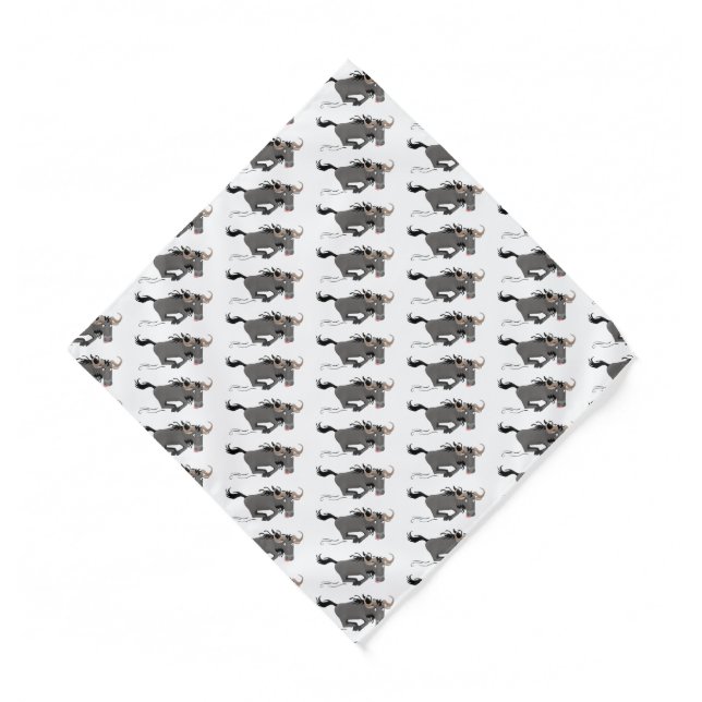 Funny wildebeest running cartoon illustration bandana (Front)