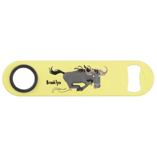 Funny wildebeest running cartoon illustration  bar key